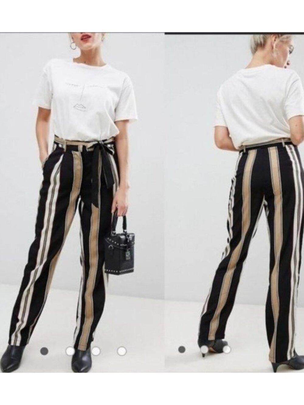 Parisian Straight Leg Belted Pants High Waist Size 10